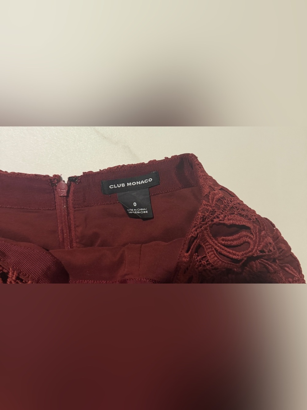 Club Monaco Wine Red Lace A-Line Skirt - Picture 3 of 5